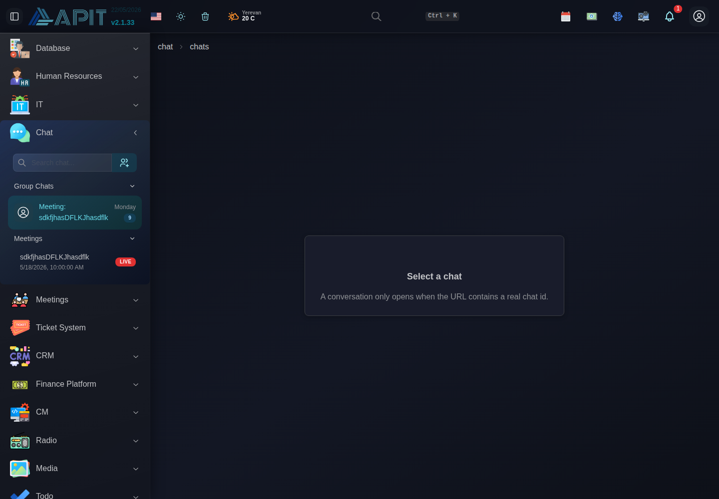 Chat dashboard